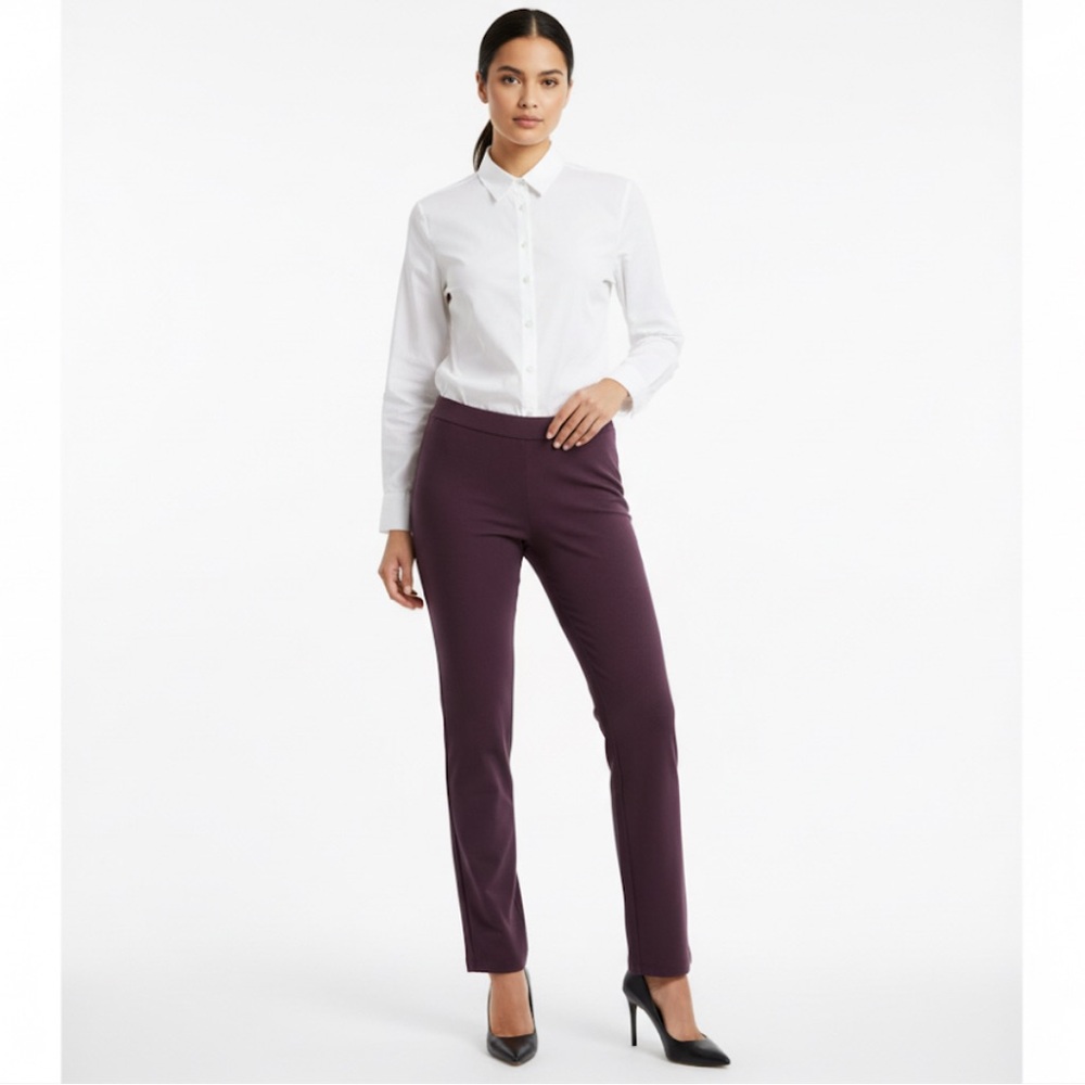 NYDJ Faux Suede Pull On Pants Stretch Eggplant Purple Size 12 Large